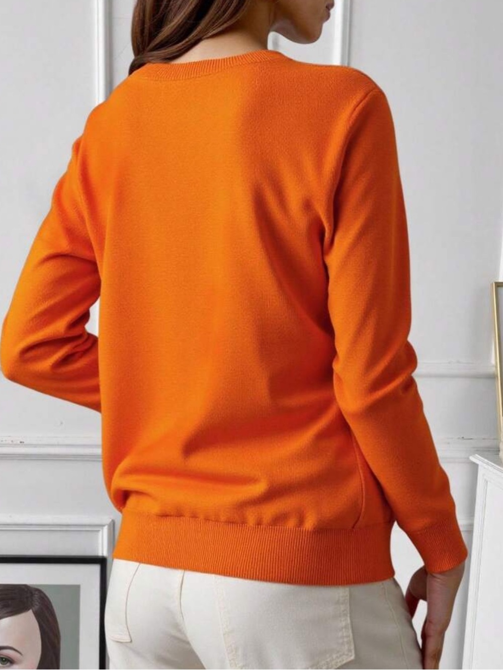 Orange  Button-Front Cardigan - Picture 5 of 6